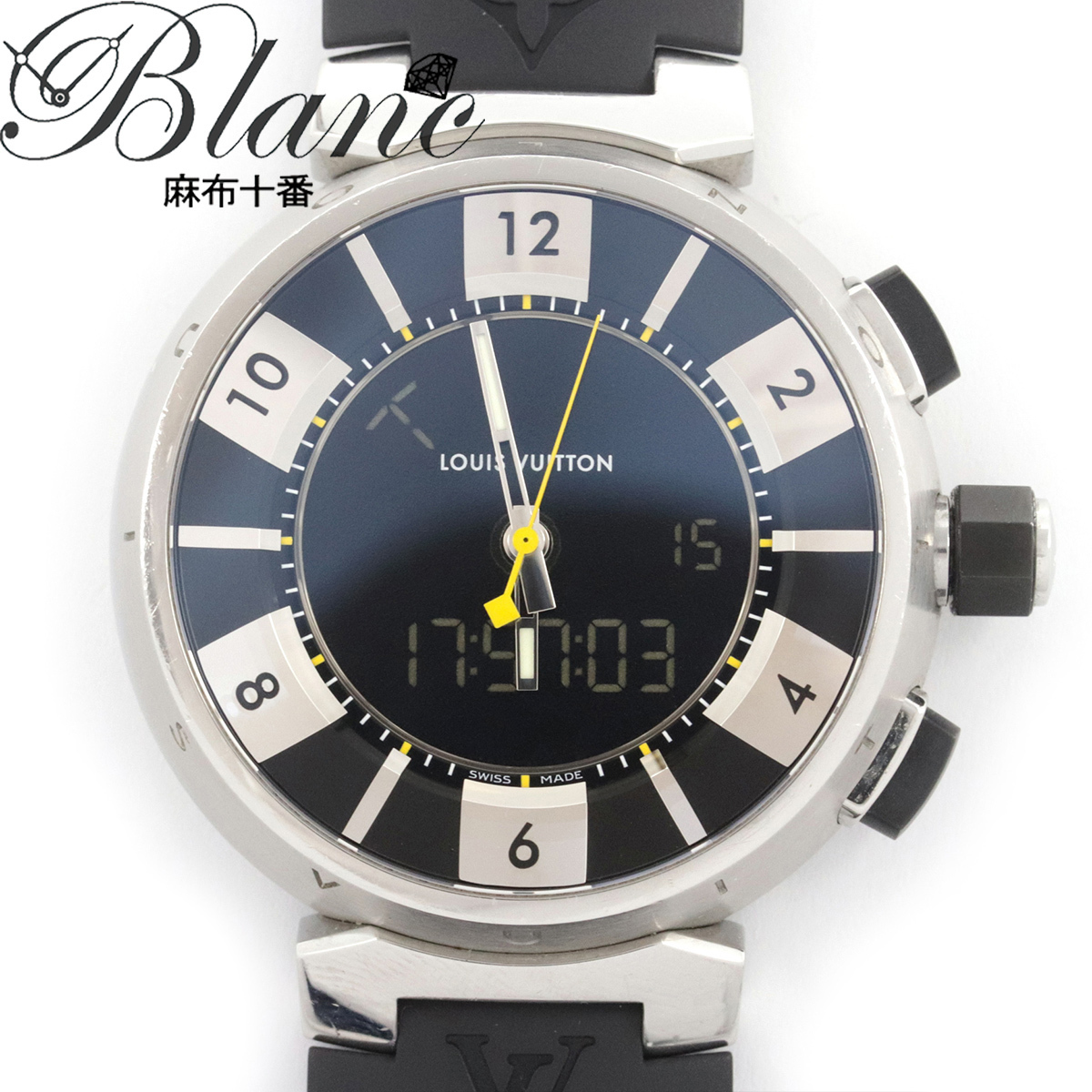 1円 ルイヴィトン Louis Vuitton タンブール インブラック Q118f クォーツ メンズ 腕時計 ステンレス ラバー 中古 の落札情報詳細 ヤフオク落札価格情報 オークフリー スマートフォン版