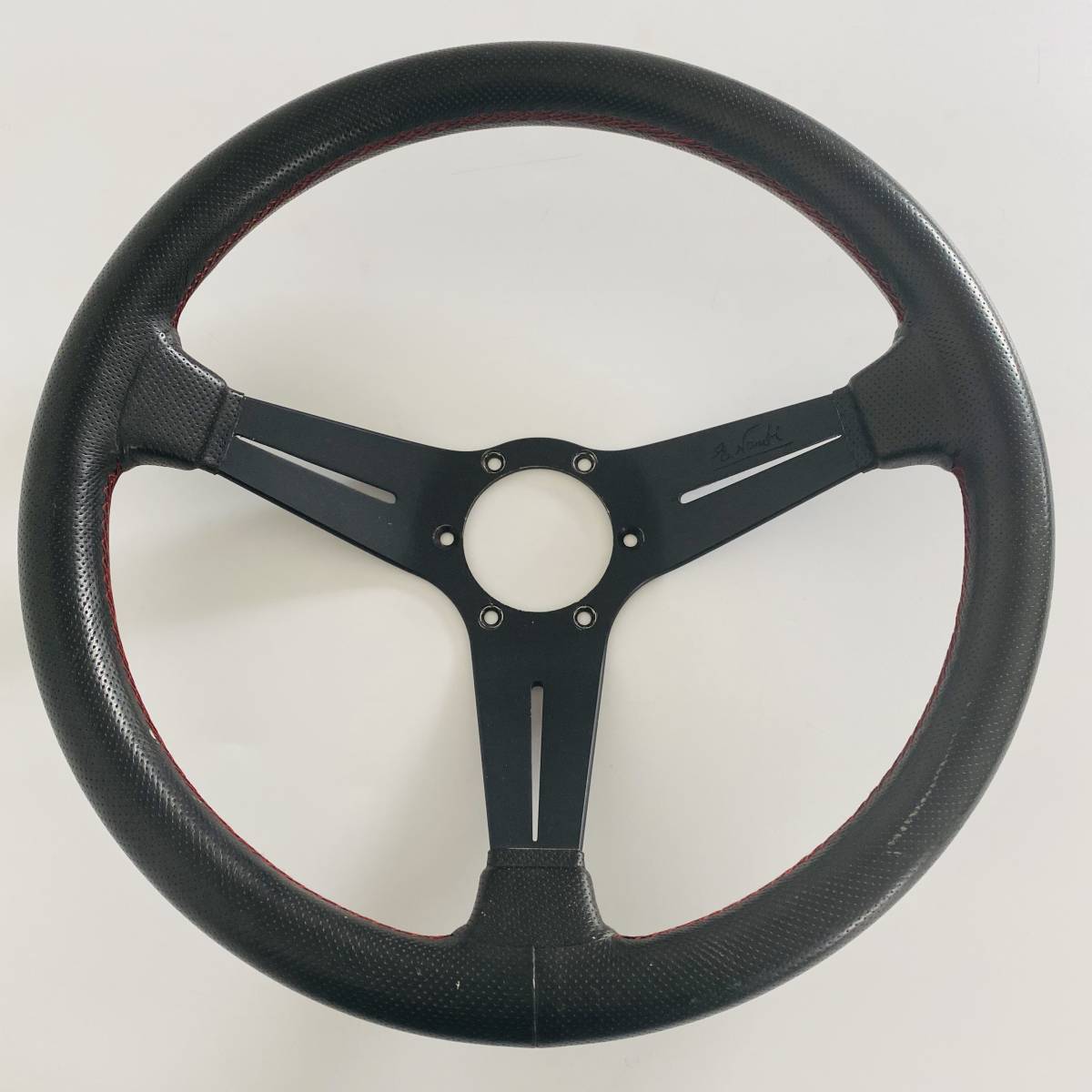 6 NARDI ステアリング CLASSIC ブラックレザー×レッドステッチ NS
