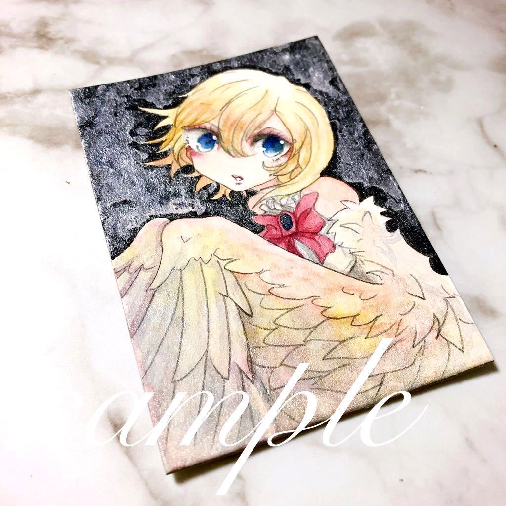 手描きイラスト オリジナル ミニ原画 ラメ入り ヴァルキリー 創作 幻想 直筆原画 絵画 艶樹 完売 創作