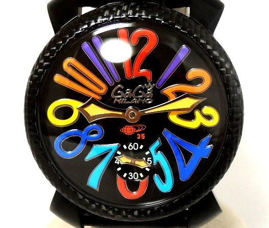 超希少・稼動品】ガガミラノ メンズ 腕時計 マヌアーレ 48 カーボン 裏スケ