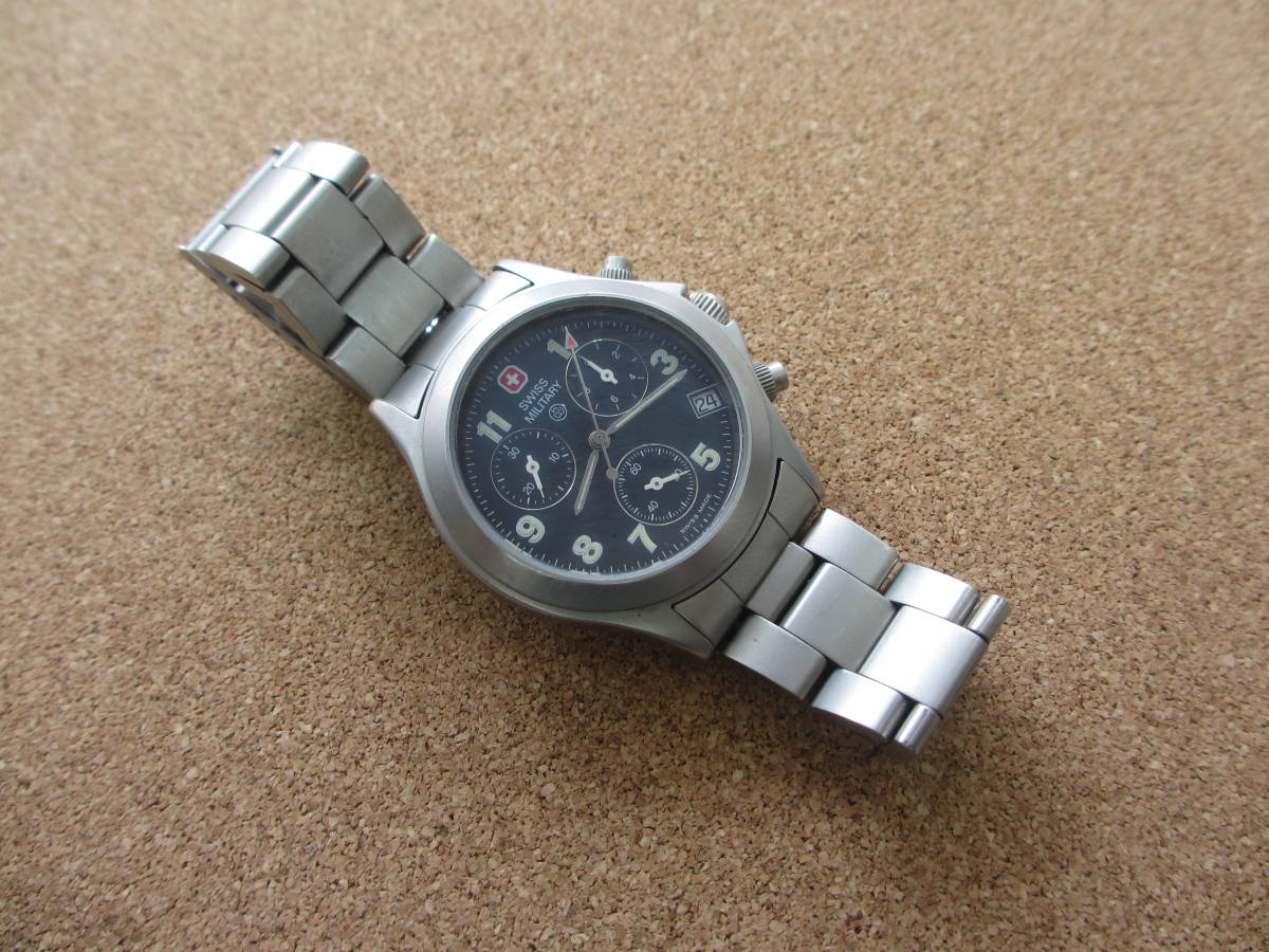 Swiss Military スイス ミリタリー クロノグラフ 腕時計 9015 電池交換済み ジャンク の落札情報詳細 ヤフオク落札価格情報 オークフリー スマートフォン版