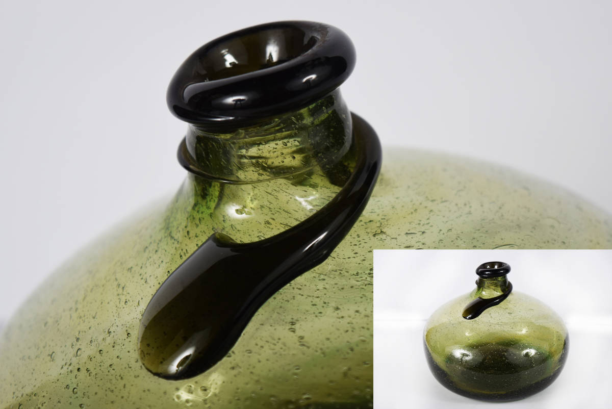 倉敷ガラス③ 人気作家 小谷真三作 気泡入花瓶 デキャンタ 吹き硝子