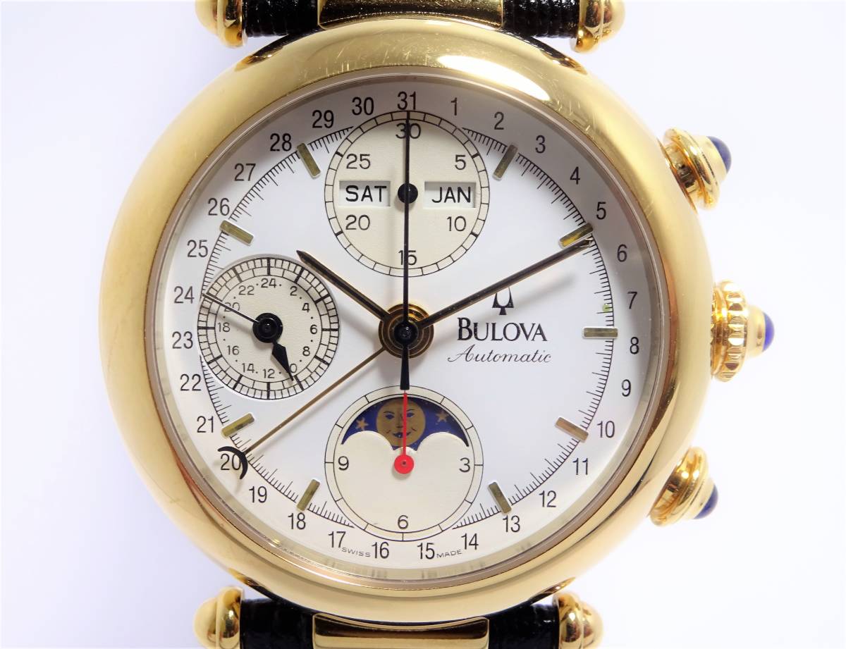 美品 ブローバ BULOVA ムーンフェイズ トリプルカレンダー バルジュー ...