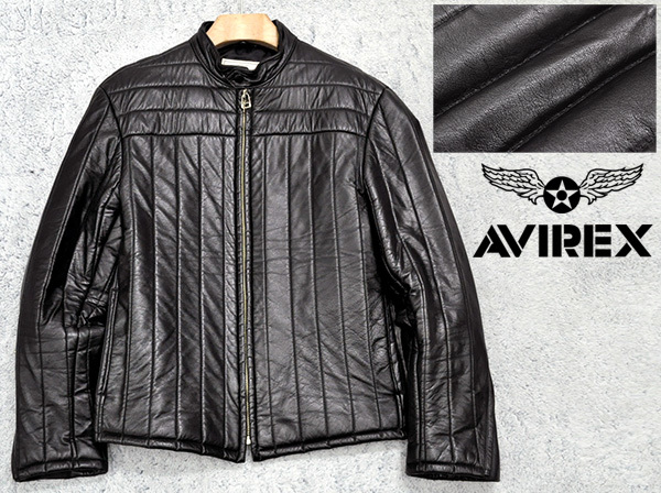 美品 アヴィレックス AVIREX 牛革 中綿入り キルティング 高級レザー マンション火災 AVIREX高級レザーライダース レザージャケット