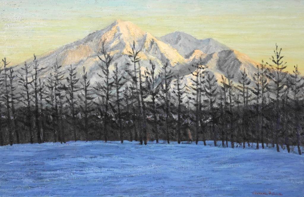 藤田ゆかり『雪の斜里岳 北海道』◇油彩10号◇直筆サイン有◇繊細な