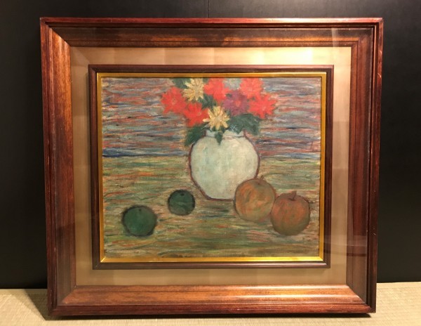 長谷川利行 油彩 肉筆『渓流』サイン 矢野文夫鑑定シール F3号 額無