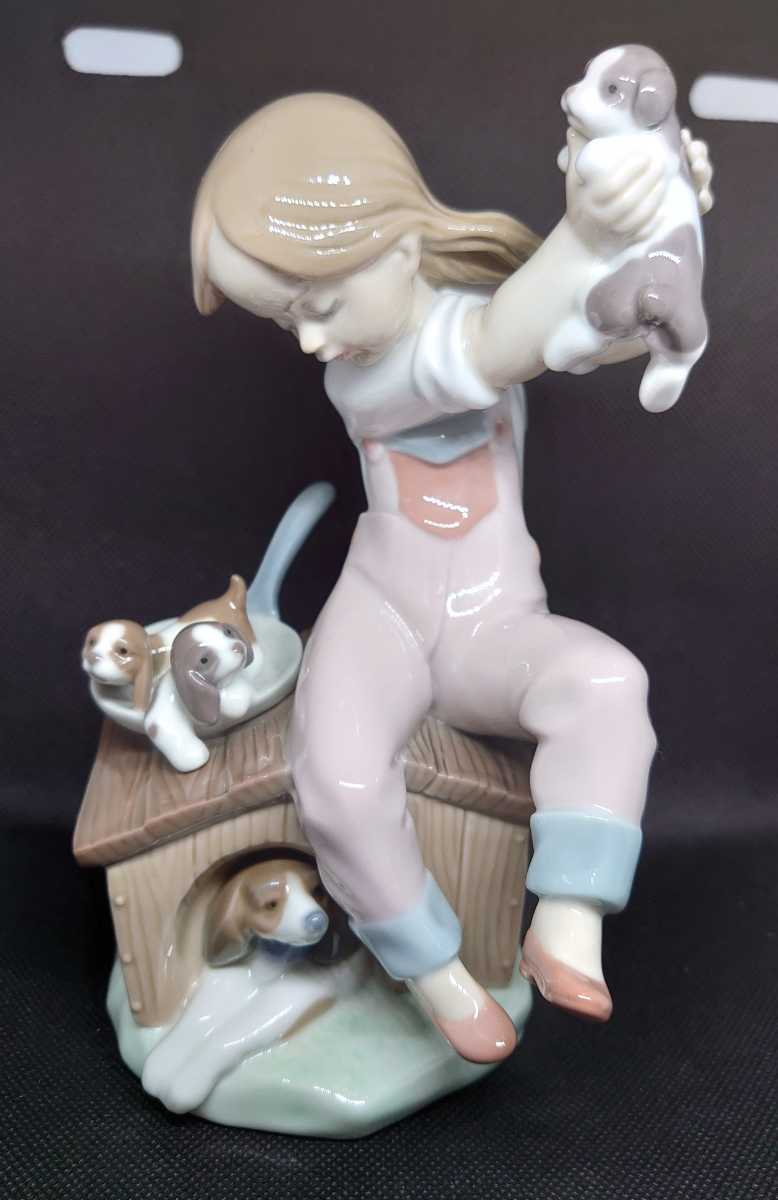 LLADRO リヤドロ No.7621 『私の仔犬』西洋陶磁器 置物 少女 犬 子犬