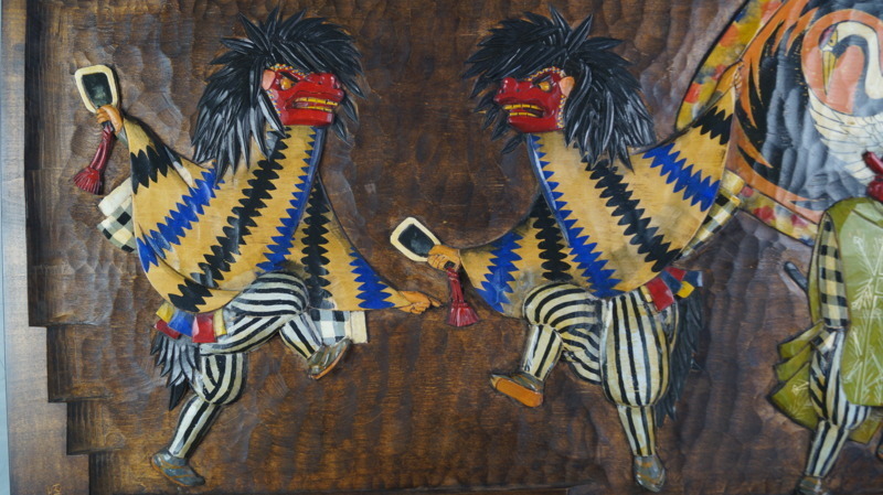 I78 橋本千春 作 上田獅子 木彫り 農民美術 信州上田 壁掛け