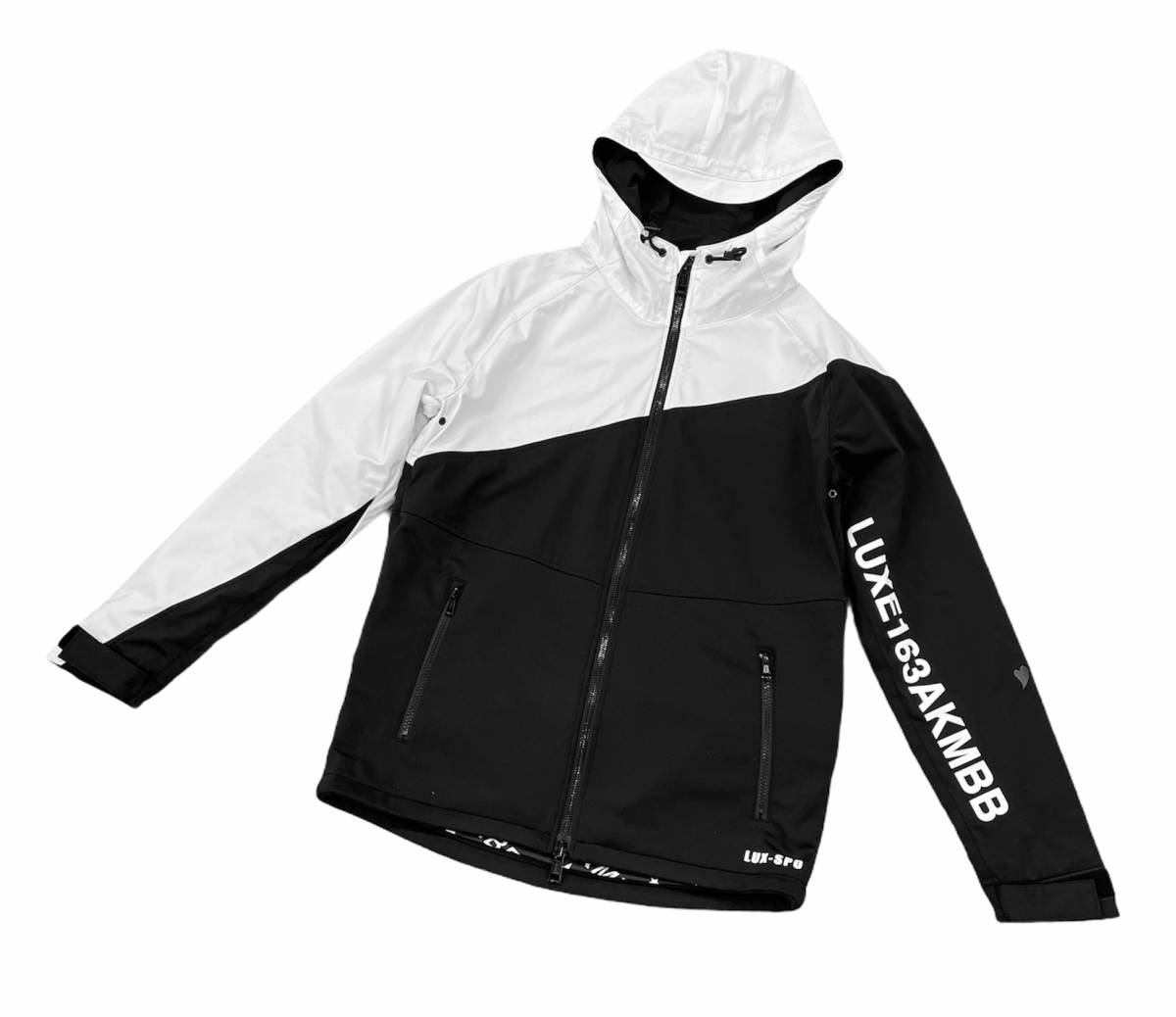 ZJ032 DIAGONAL WHITE COMBI ZIPUP BLOUSON