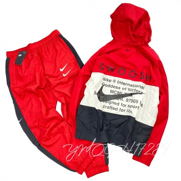 NIKE ナイキ 上下 セットアップ SWOOSH 赤 刺繍ロゴ 届け バックプリント 