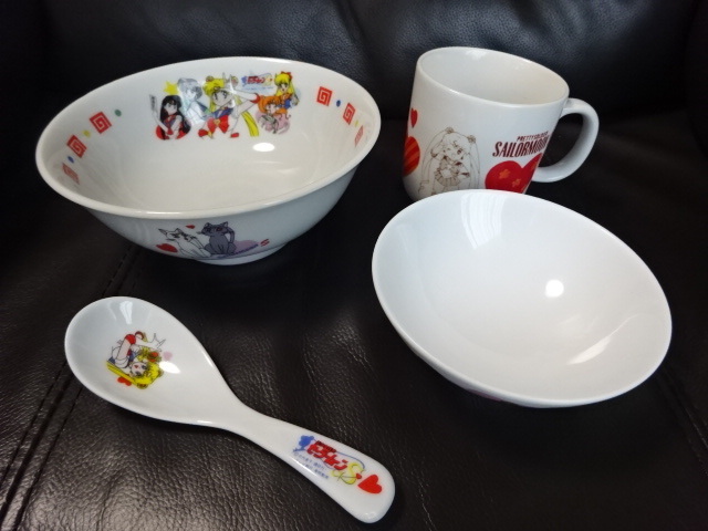当時物 レトロ 美少女戦士セーラームーンS☆食器4点 陶器 茶碗