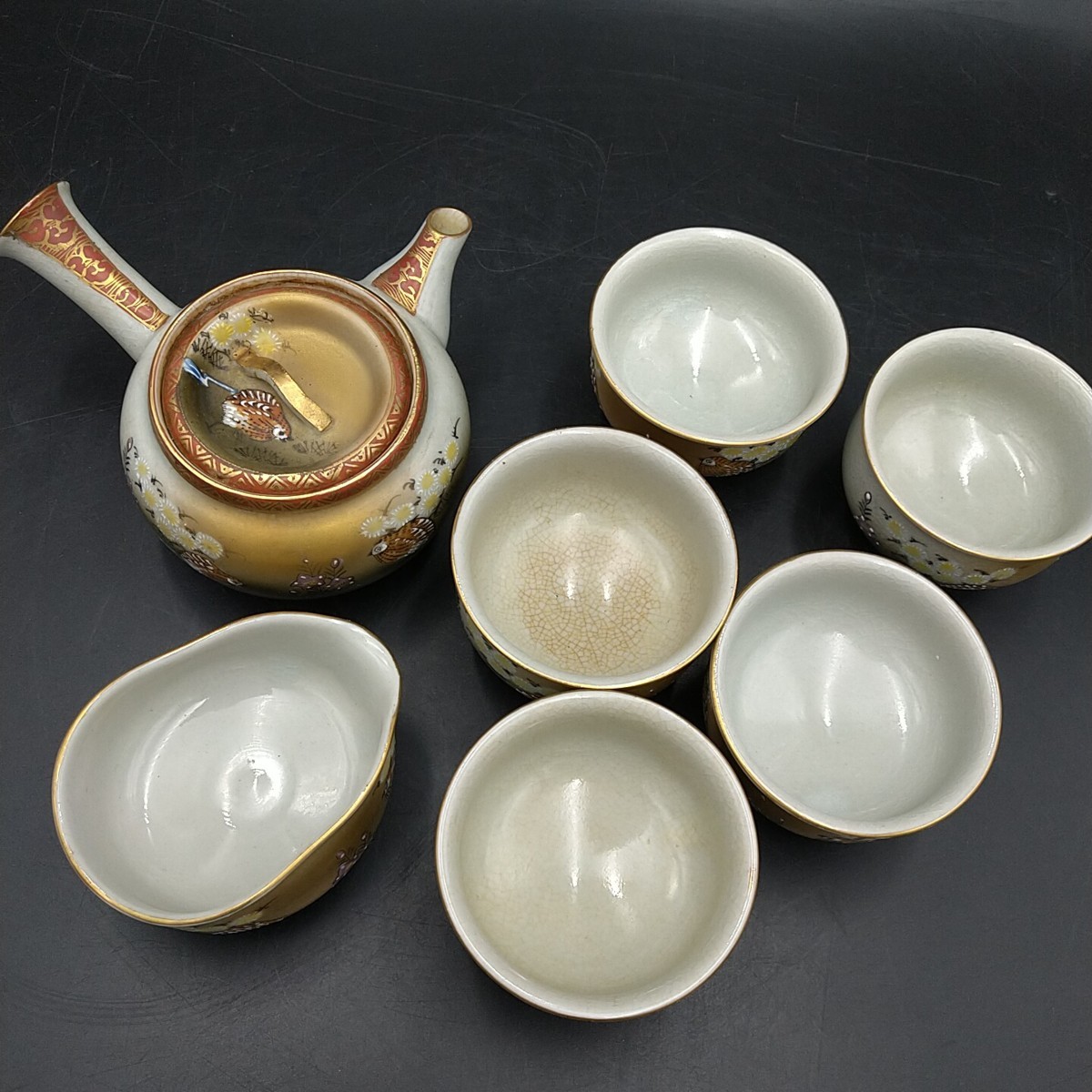 最初の 九谷焼 茶器 本金うずら その他