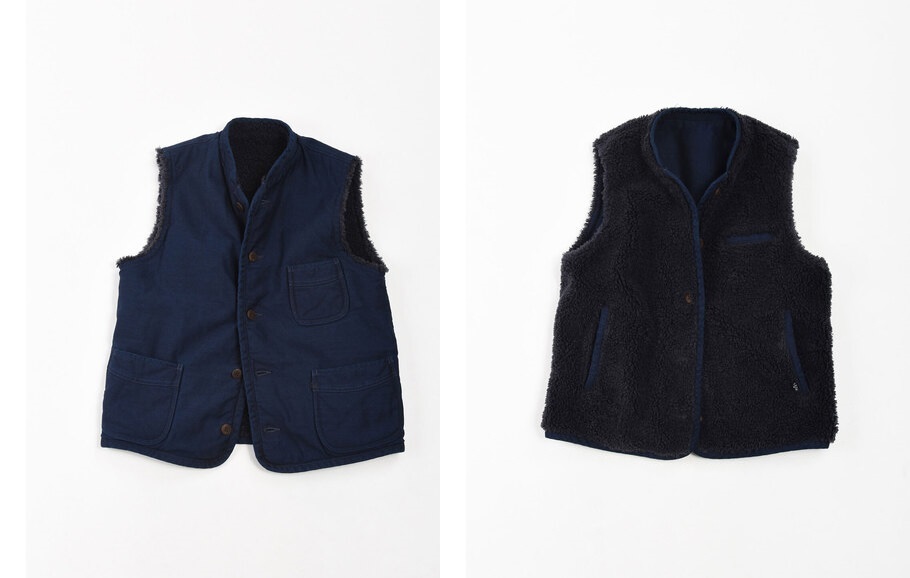 45rpm 45r おこめサテン×シープボアの908ベスト ボア リバーシブル