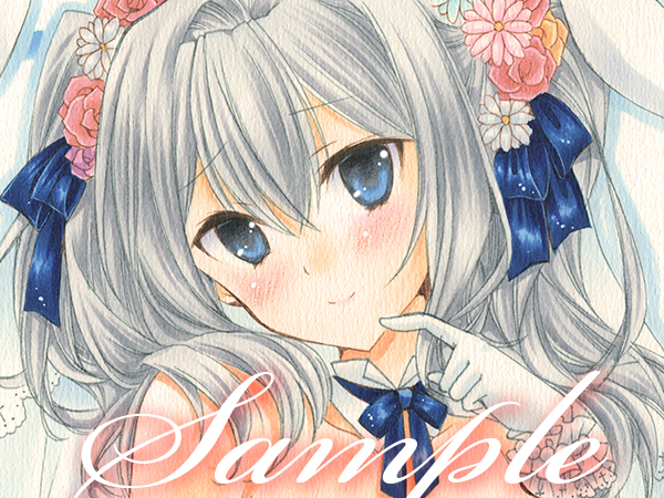 整理品】 手書きイラスト（艦隊これくしょん 鹿島 バニー）