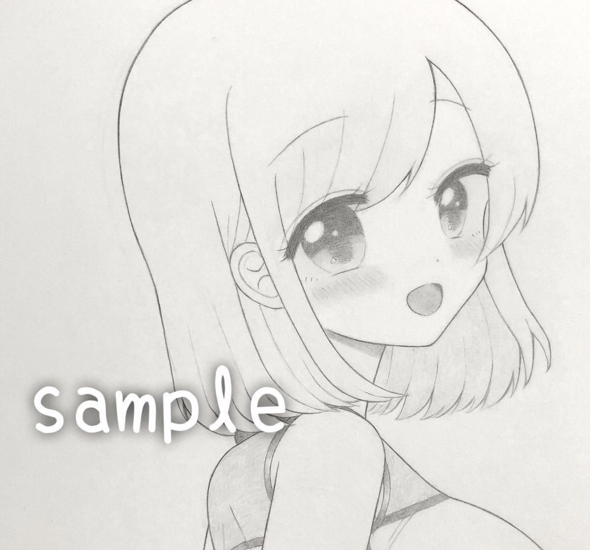 オリジナル手描きイラスト A4サイズ 創作 女の子 鉛筆画c