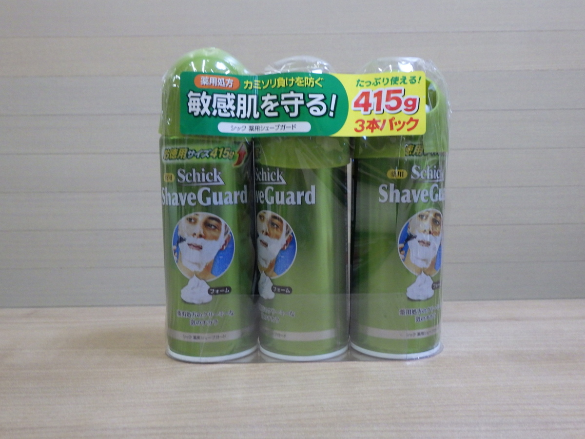 【未使用】k593 Schickシック 薬用シェーブガード 415g×3本 薬用シェービングフォームS フレッシュライムの香り コストコ