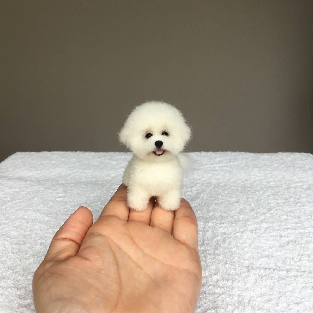 未使用】ぴのきち☆7.4cmのビションフリーゼちゃん☆羊毛フェルト