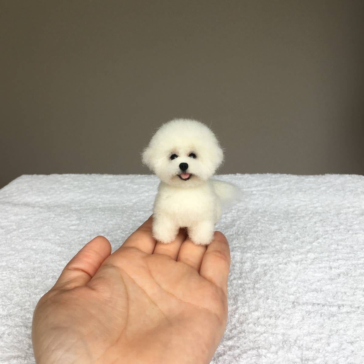 未使用】ぴのきち☆7.4cmのビションフリーゼちゃん☆羊毛フェルト