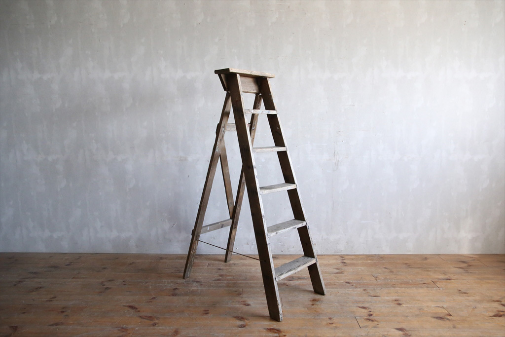 アンティーク 脚立 はしご ヴィンテージ 木製ラダー USA店舗什器 傷や