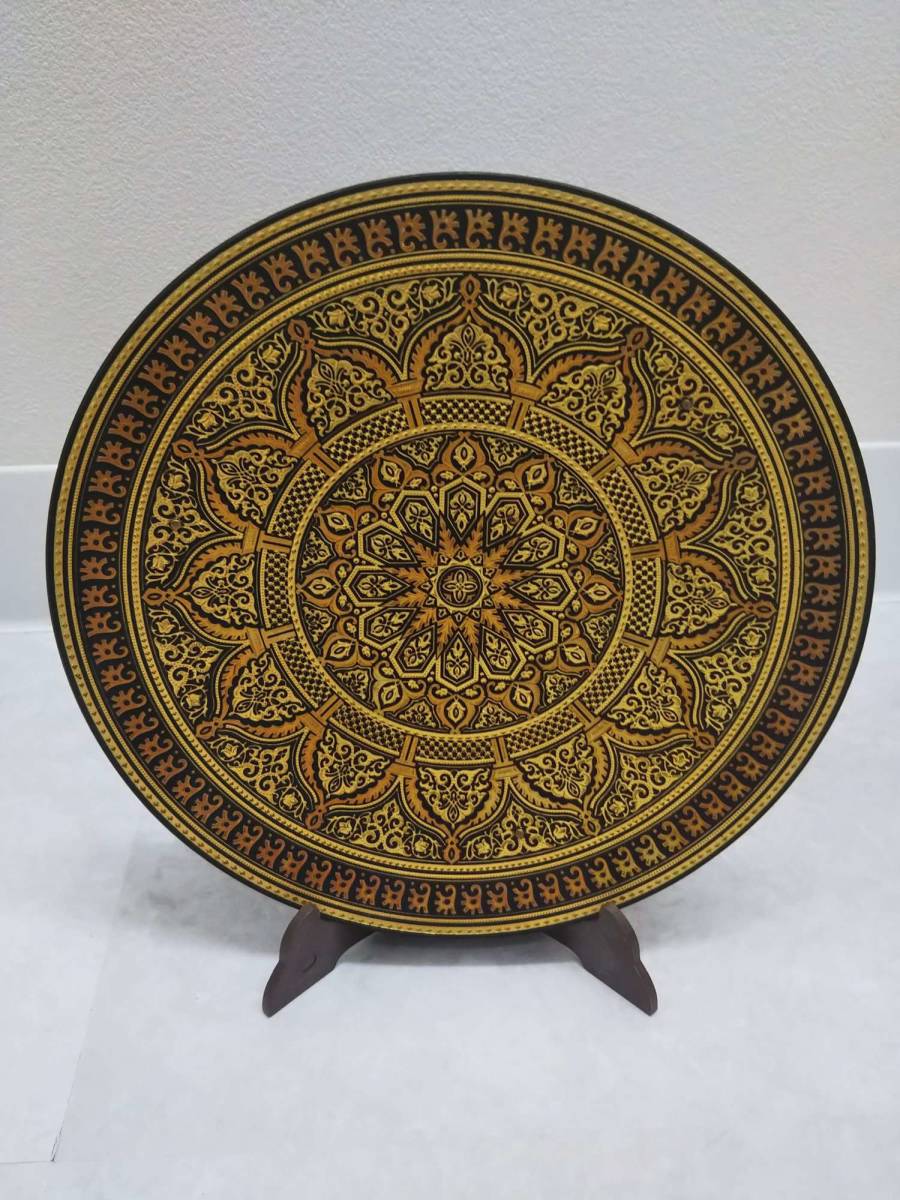 スペイン製 純金象篏 飾り皿 ダマスキナード