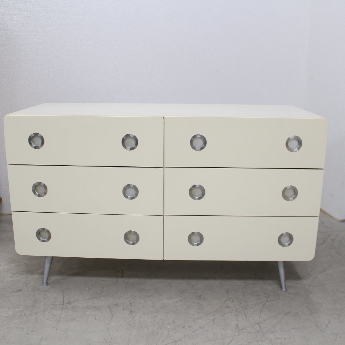 LEGNATEC ミッドセンチュリーデザイン 3段ローチェスト ホワイト