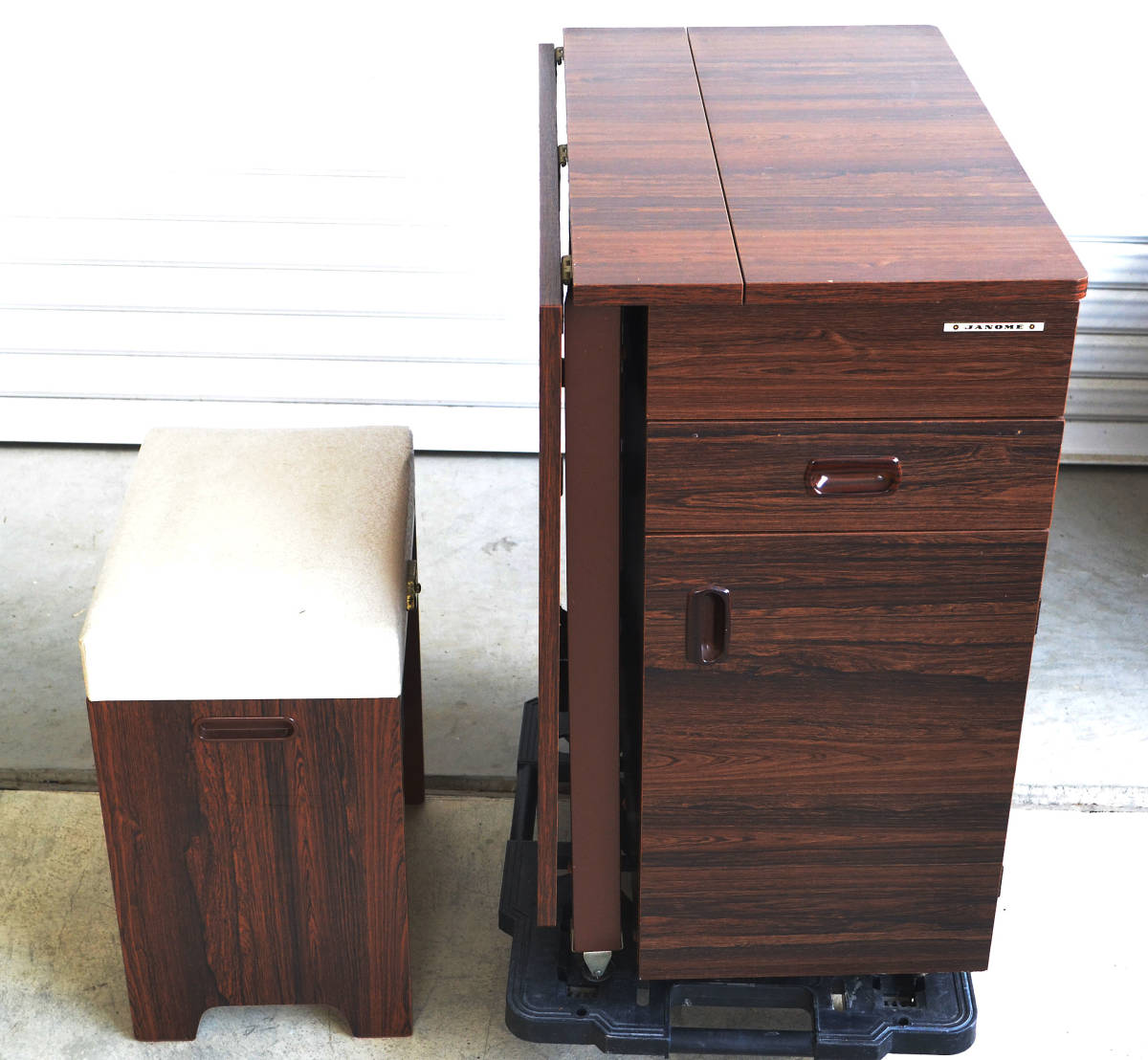 70年代 アンティーク ジャノメ 蛇の目 ミシン台 作業机 裁縫 折り畳み式