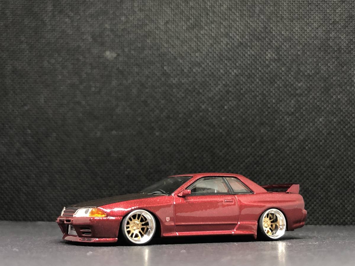 【全体的に状態が悪い】TSMモデル 1/64 ニッサン スカイライン GT-R (R32) Red Pearl RHD 改 深リム MINI ...