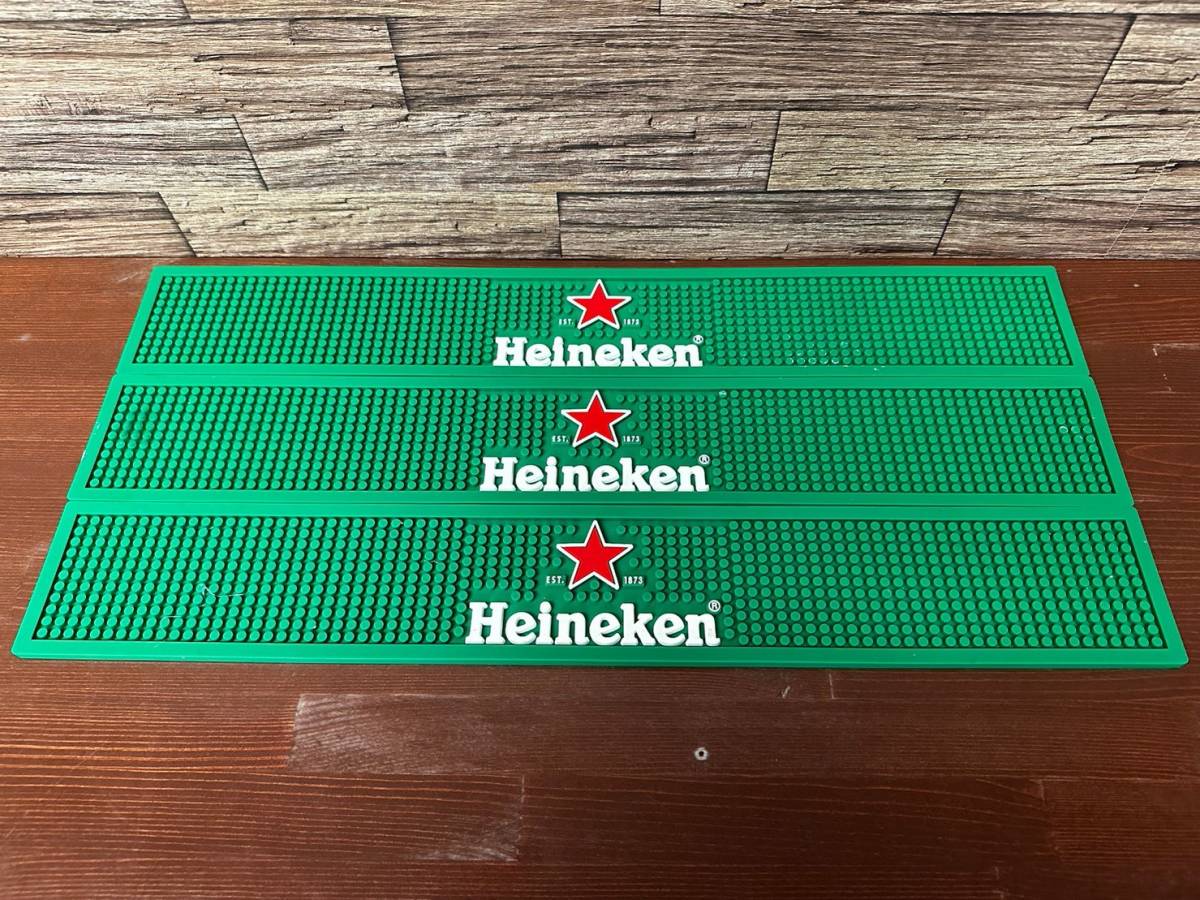 【目立った傷や汚れなし】Heineken ハイネケンバーマット マット BAR バー ノベルティ 非売品 店舗用品 店舗 3個セットの落札情報