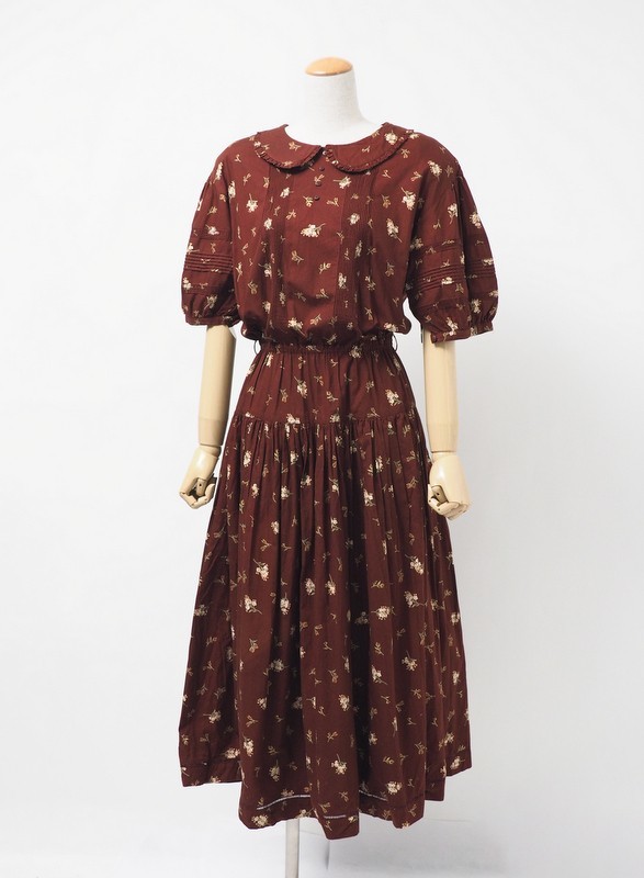 7098. PINK HOUSE マーガレット柄 ロングワンピース 綿100  