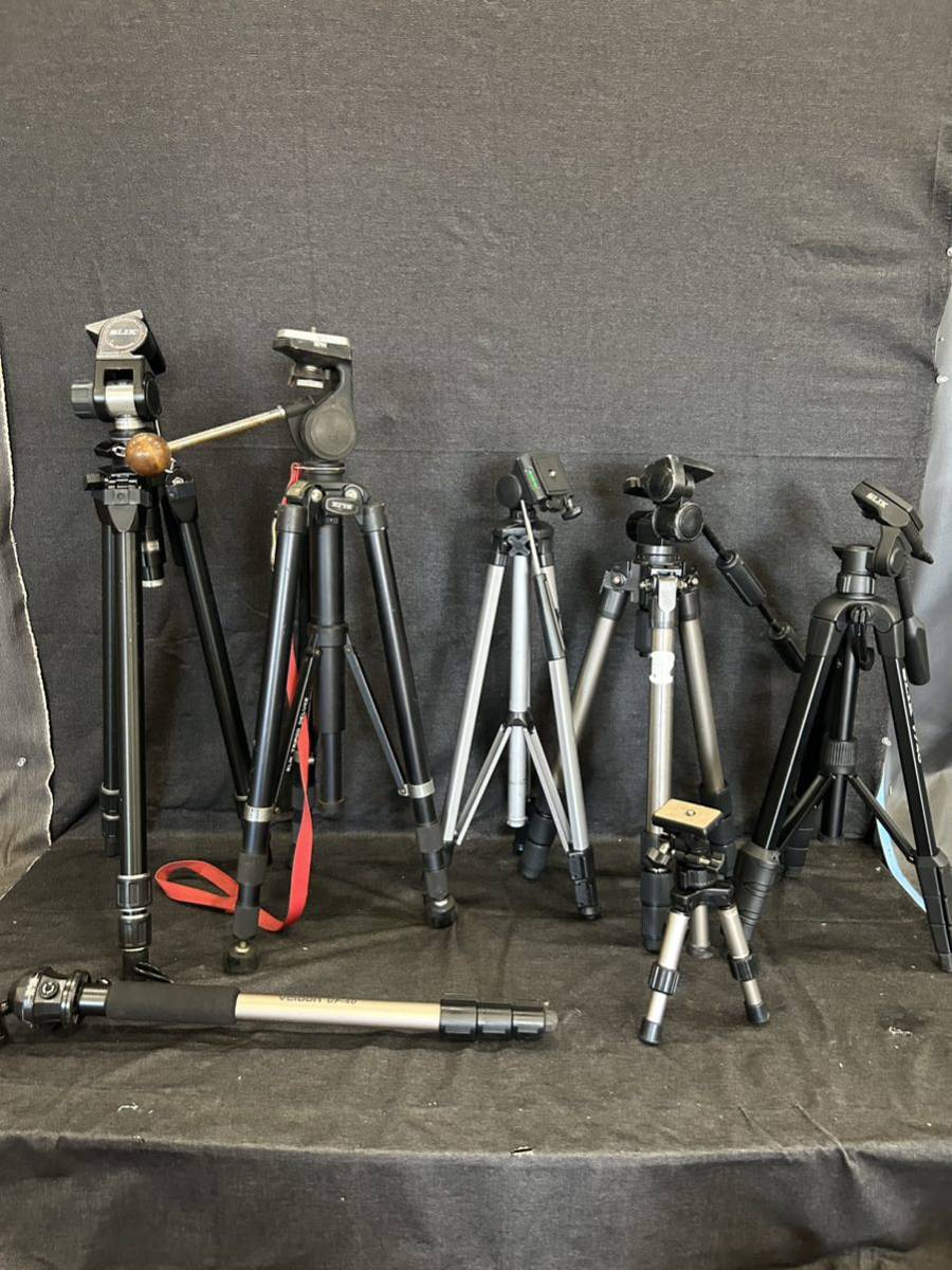 【傷や汚れあり】【6点セット】カメラ三脚 一脚 SLIKMINI Velbon Carmagne 640N SLIK F740 VF FT