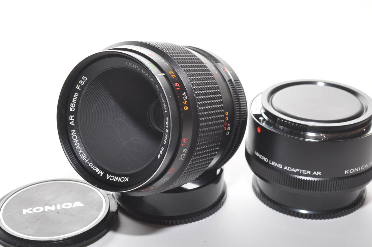 【やや傷や汚れあり】★実用美品★ KONICA コニカ Macro HEXANON AR 55mm F3.5 + LENS ADAPTER