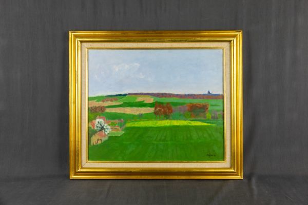 大倉道昌 真作油彩画 】1989年作「ブルゴーニュ風景」8F 師:安井