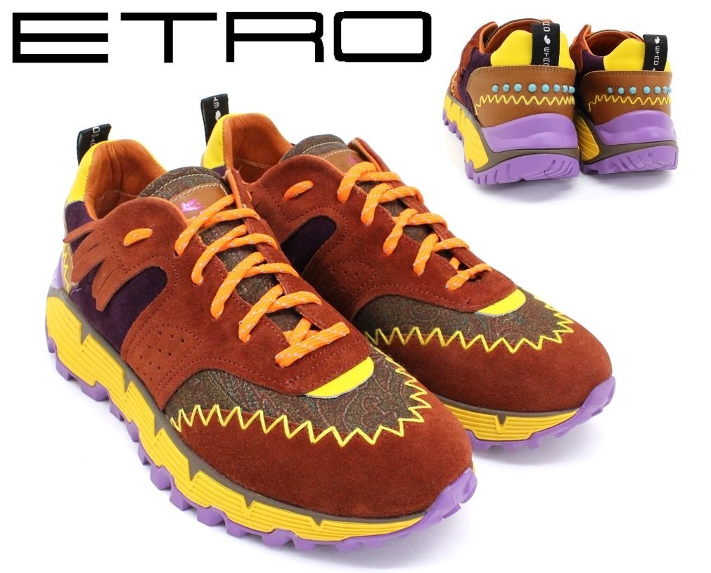 エトロ Etro レザー 編み込み スクエアトゥ フラット サボサンダル ミュール ブルー 36 (208924