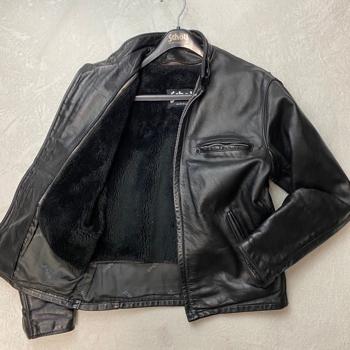 Schott 641 黒 サイズ34 ボアライナー無し ショット（美品 S