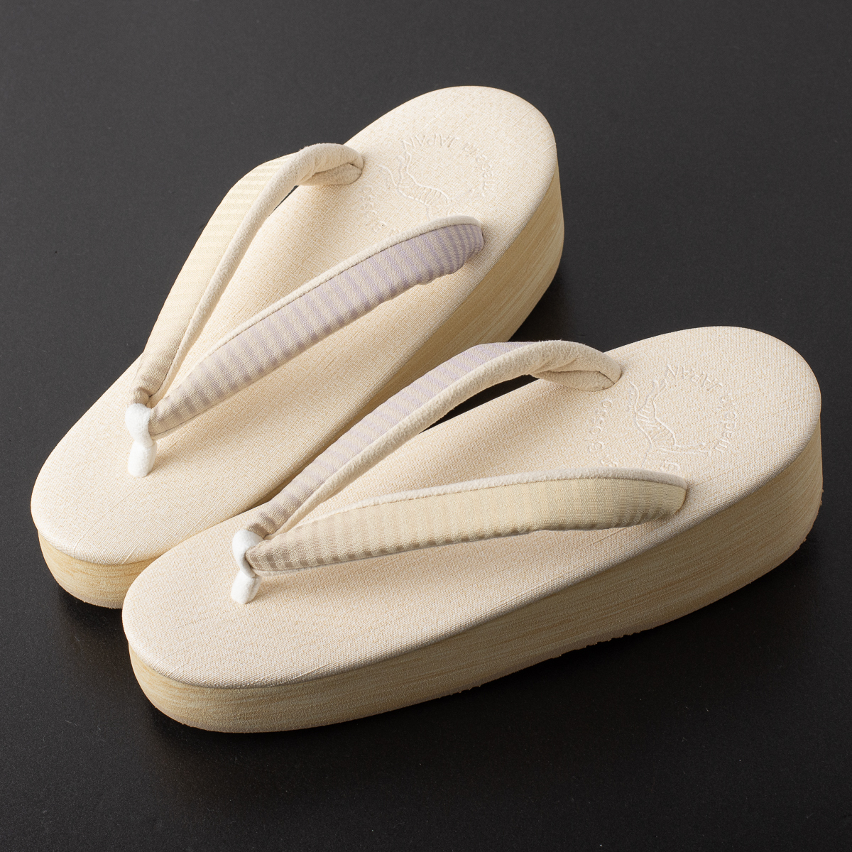 Calen Blosso】カレンブロッソ草履 クリーム 薄グレー 渡敬組紐 M うう 