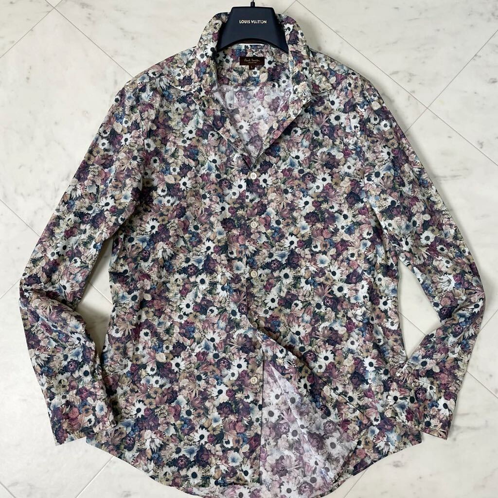 Paul Smith ポールスミス シャツ マルチカラー サイズ:XL | 水彩画 フラワー&バード コットン 半袖シャツ | 日本製 | トップス カジュアルシャツ【メンズ】【中古】【美品】【K4569】 美品 Paul Smith メンズシャツ Paul Smith ポールスミス シャツ マルチ
