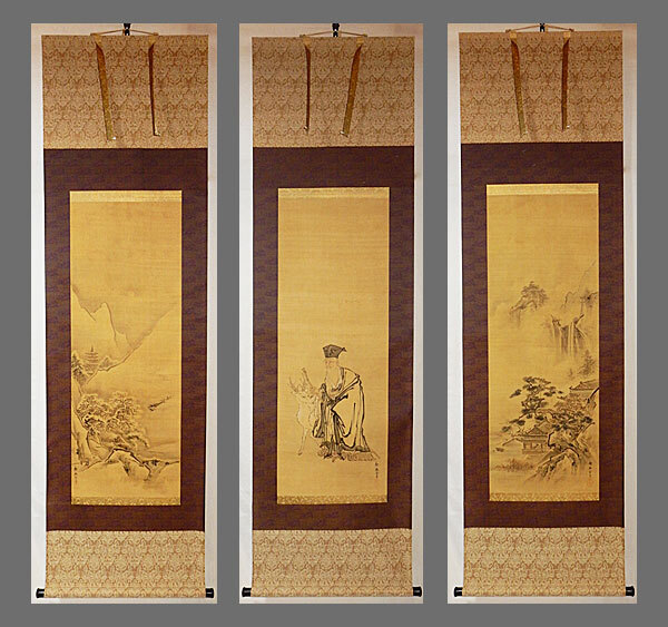 ♥【模写】　掛軸　狩野探幽　七福神　掛け軸　骨董品 ♥【模写】 掛軸 狩野探幽 七福神 掛け軸 骨董品 - メルカリ