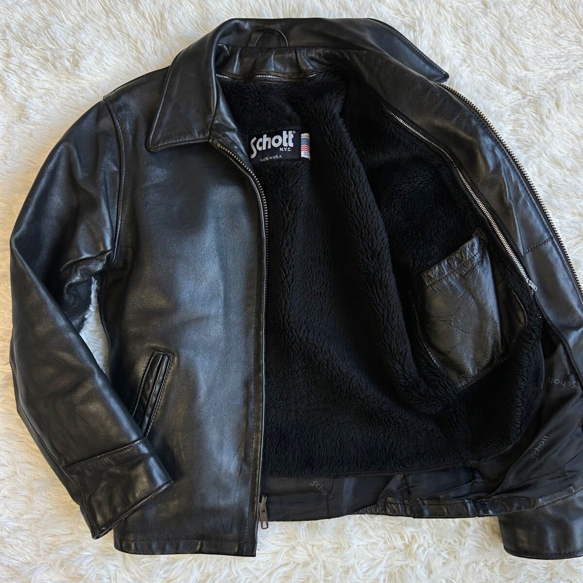 Schott ショットシングルライダース 36 ライナー付き　黒 中古・古着通販】Schott (ショット) ライナー付シングルライダース