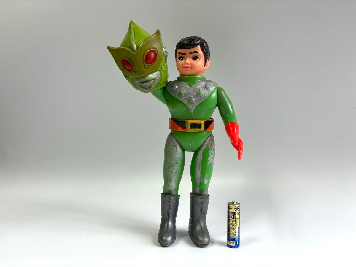 サンダーマスク 27cm 無版権 パチ怪獣 ソフビ人形 1972年駄菓子屋