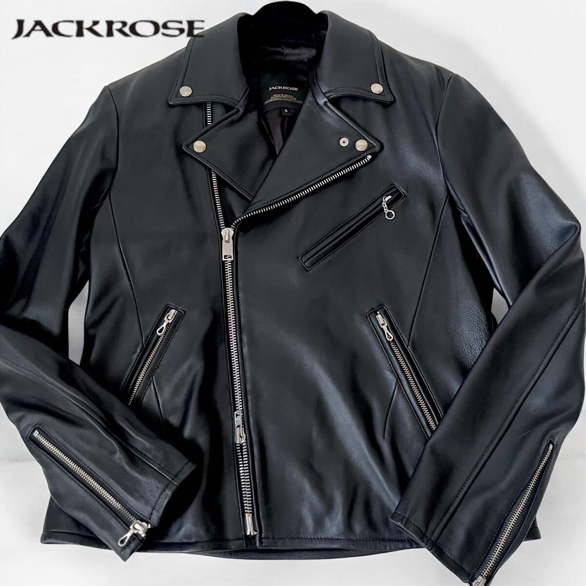 やや傷や汚れあり】JACKROSE 羊革 シングルライダースジャケット  