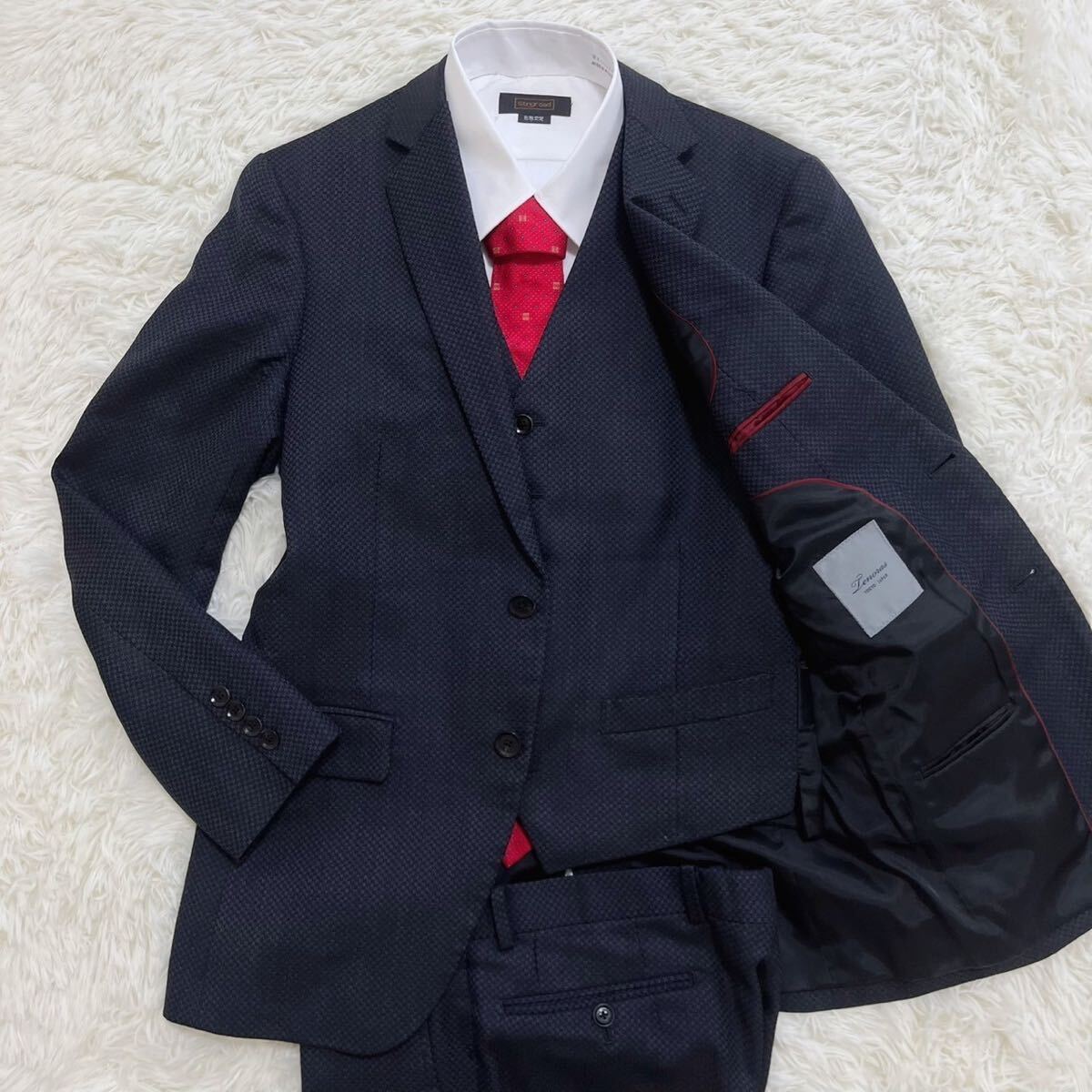 Tenoras ティノラス ストライプ スリーピース スーツ L ブルーグレー