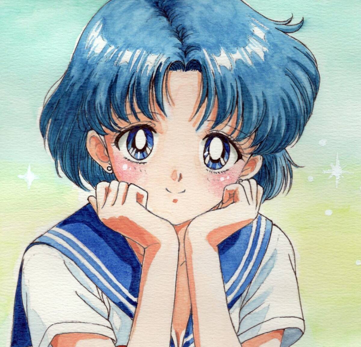 色紙〔セーラーマーキュリー 水野亜美〕 同人 オリジナル 手描き