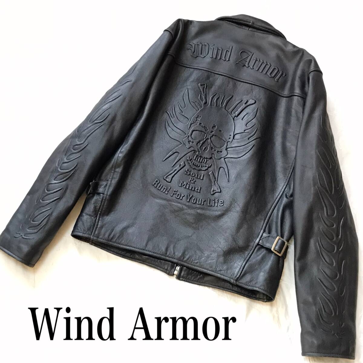 ハーレーダビットソン シングルライダースジャケット スカルデザイン 反射材付き wind armor ライダーススカル革ジャンシングルハーレーダビッドソン