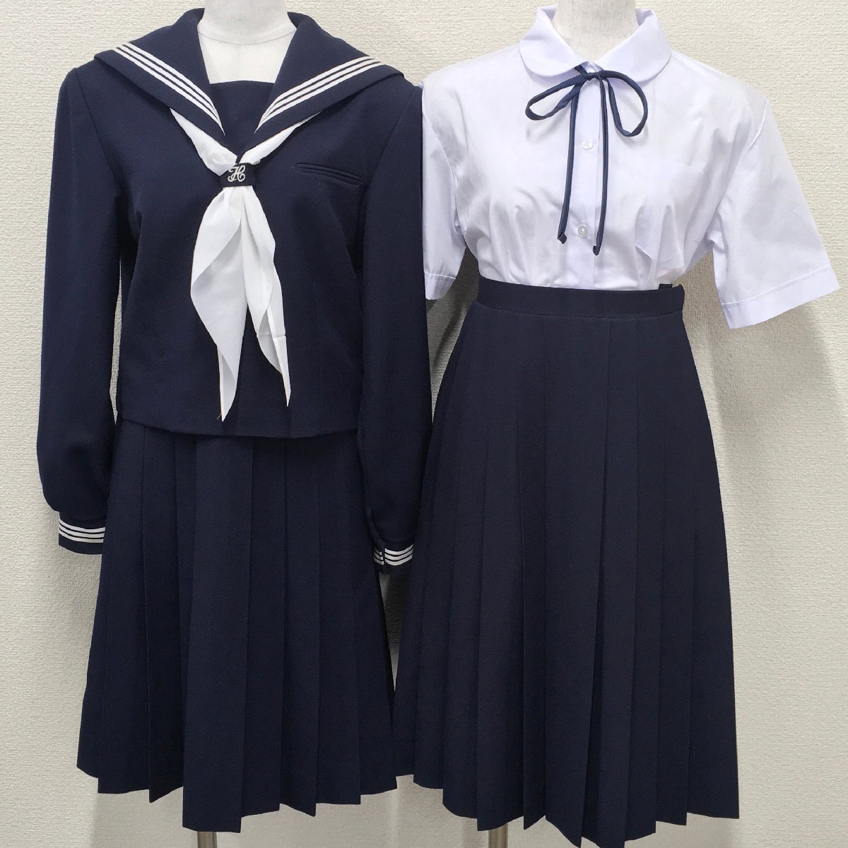 S134 (中古) 兵庫県 飾磨西中学校 セーラー服 上下セット /LL/W85/丈57