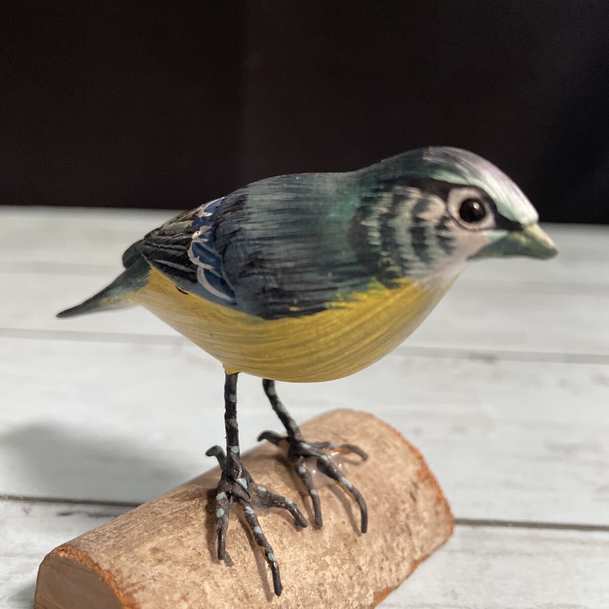 新品】バードカービング ヤマセミ 山翡翠 山魚狗 鹿の子鳥 精密彫刻