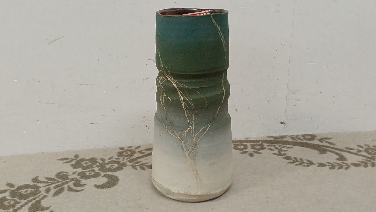笠間焼 焼〆花生 磯秀和 陶器 花瓶 箱付の落札情報詳細 - Yahoo