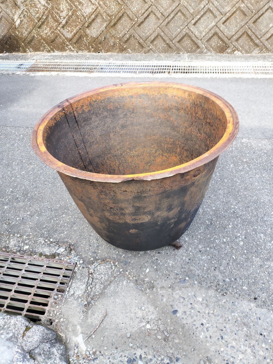 風呂釜　五右衛門風呂　鉄釜　骨董品　風呂桶　古民具　アンティーク 鉄釜、アンティーク五右衛門風呂用、浴槽ユニット、露天風呂用 【公式