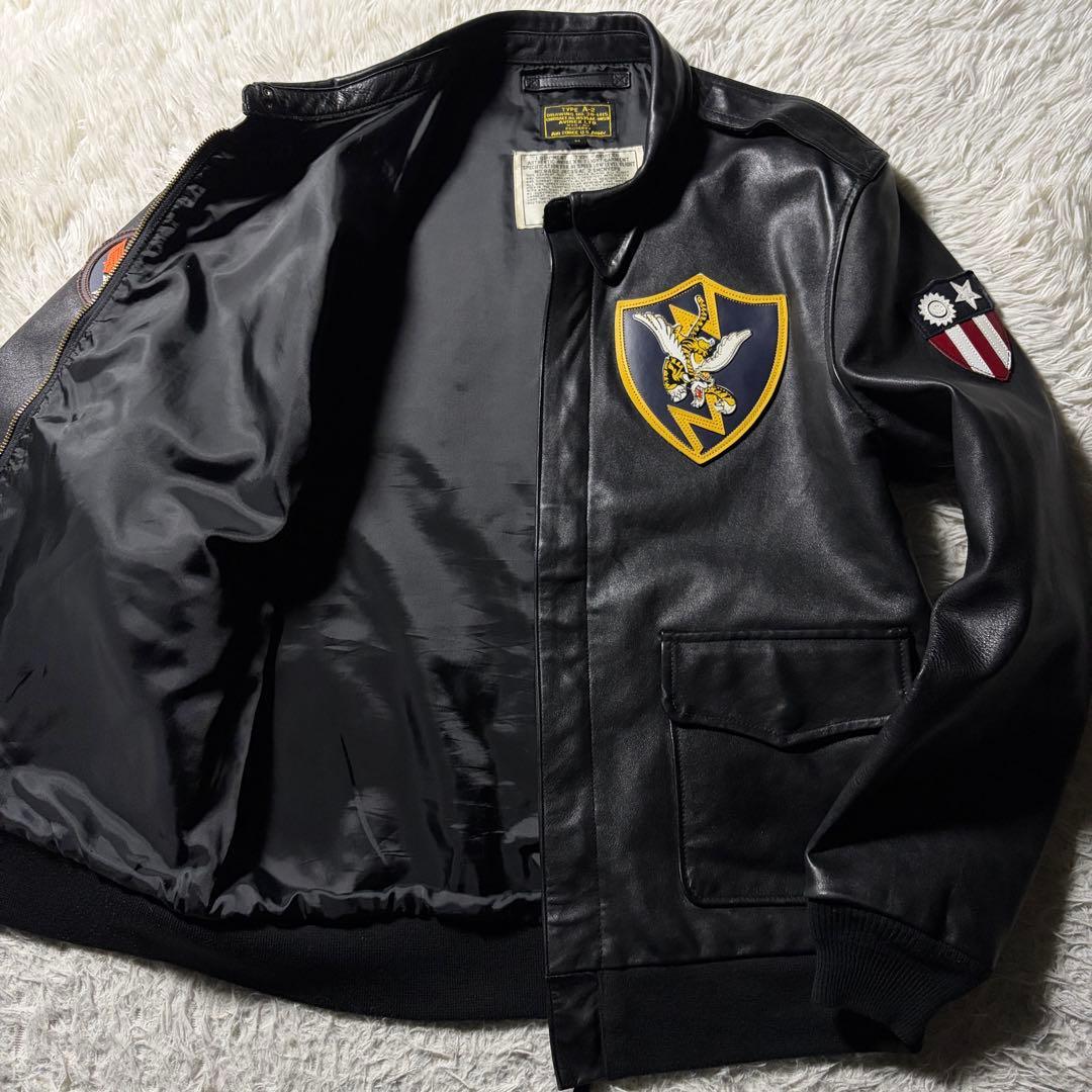 1円 美品○アヴィレックス レザージャケット レザーブルゾン 革ジャン