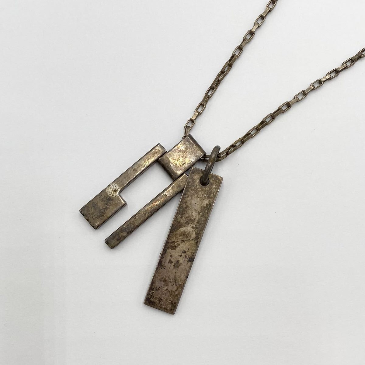 GUCCI グッチ ゴースト プレート ネックレス スカル スクエア シルバー