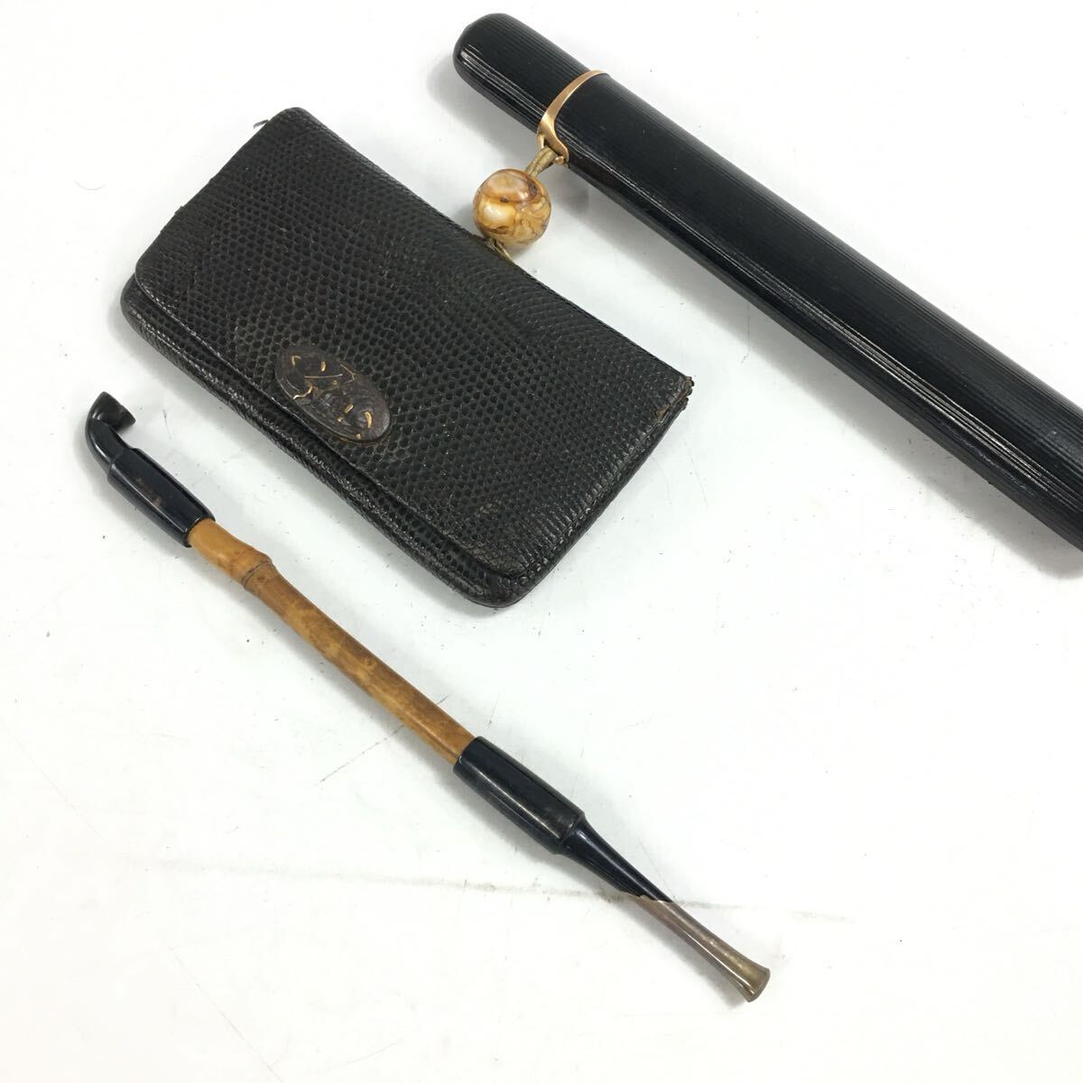 中古】古い煙管☆長い煙管 39cm☆2本☆煙管 キセル☆真鍮？☆刻み煙草